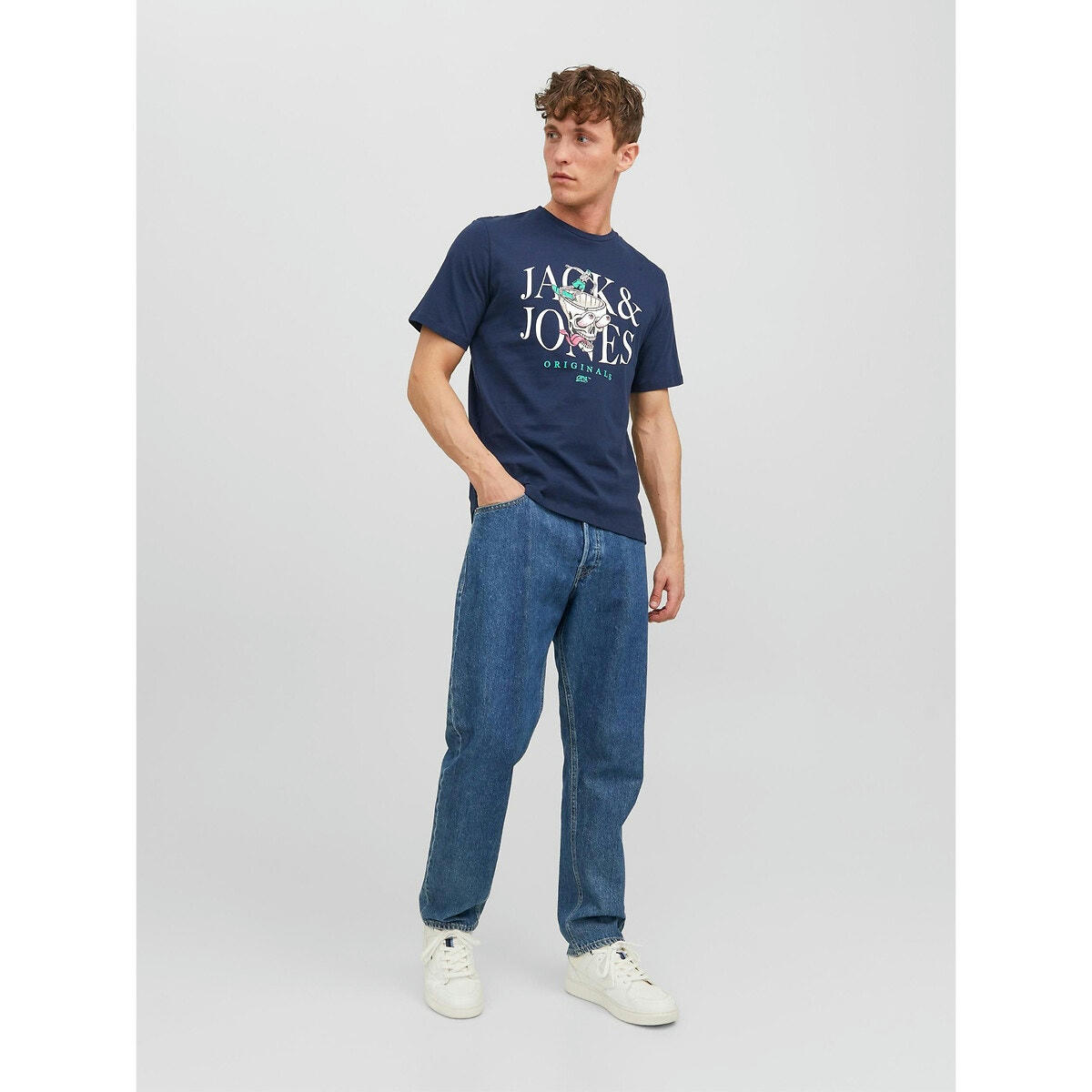 T-shirt col rond imprimé tête de mort