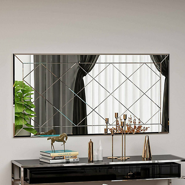 Miroir Dpessin, Verre miroité, Objet d'ameublement mural, Décoration avec miroir, 60x2h120 cm, Blanc