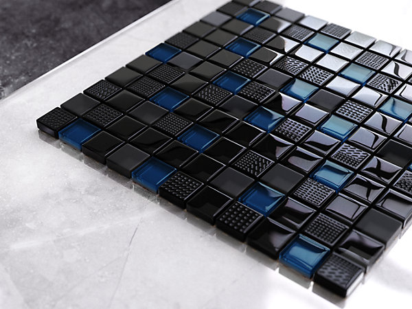 Mosaïque en verre sur filet pour salle de bain ou cuisine 30 cm x 30 cm -Inter