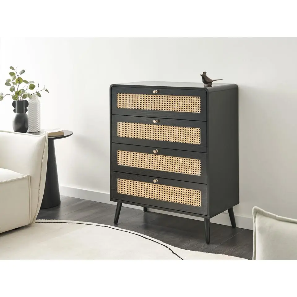 MOURA - Ladekast 4 lades - Zwart - MDF