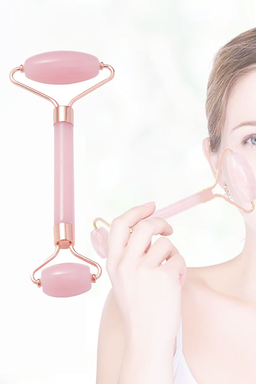 Living and Home Premium Authentic Jade Face Roller Massage and Gua Sha Tool