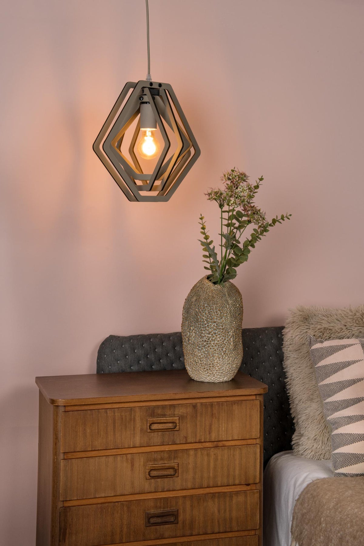 Lucide hanglamp MAURO - 1xE27 - Taupe