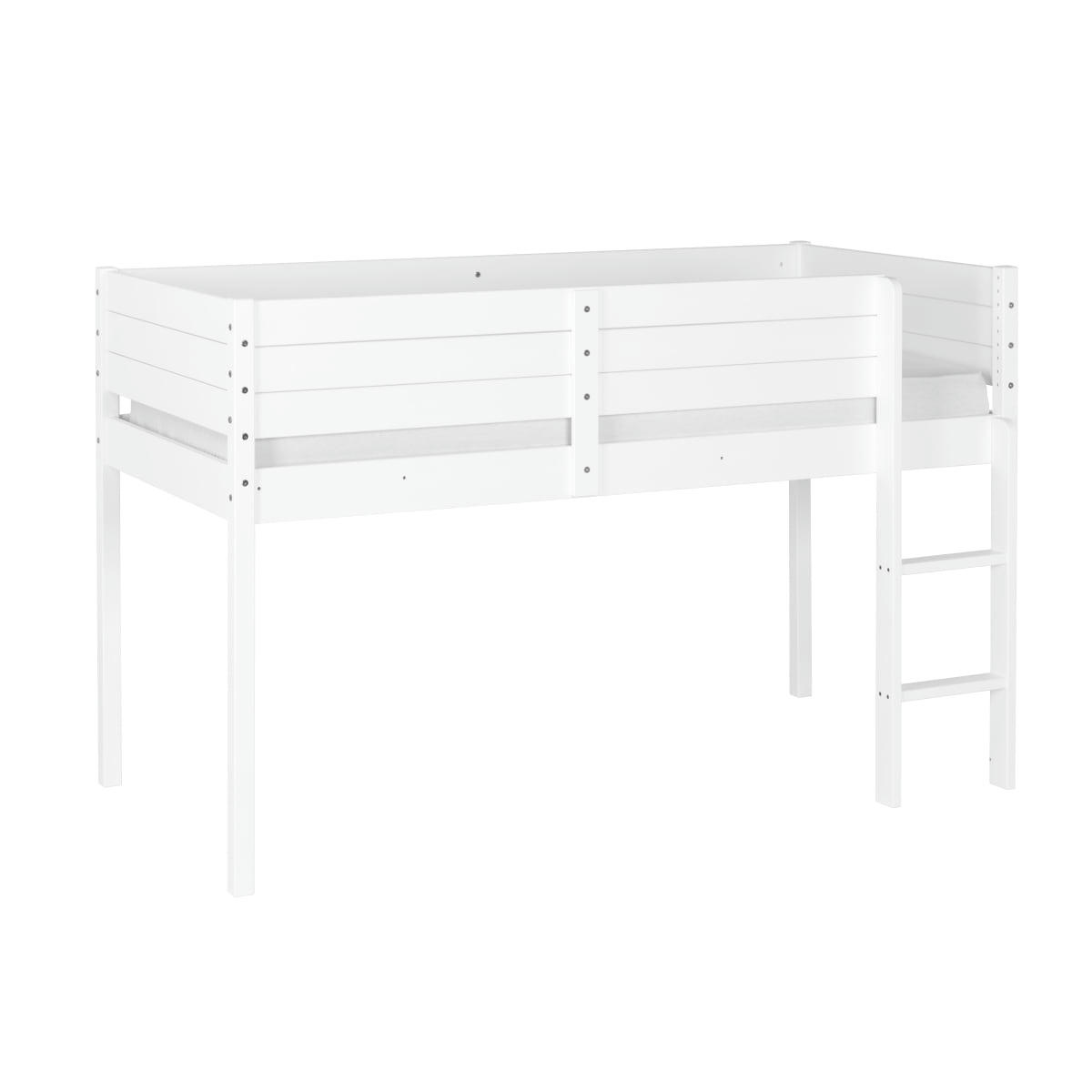 DAVON - Lit mi-hauteur 90x190 cm bois massif blanc