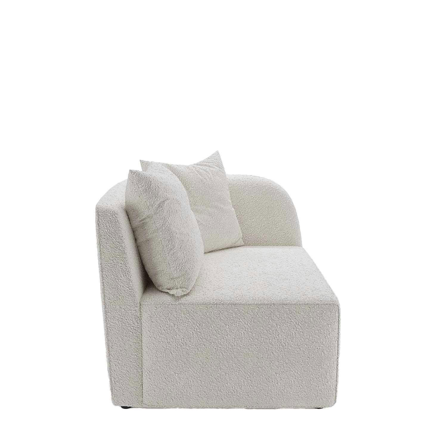 ALBA - Canapé incurvé 2 places modulable tissu bouclé blanc