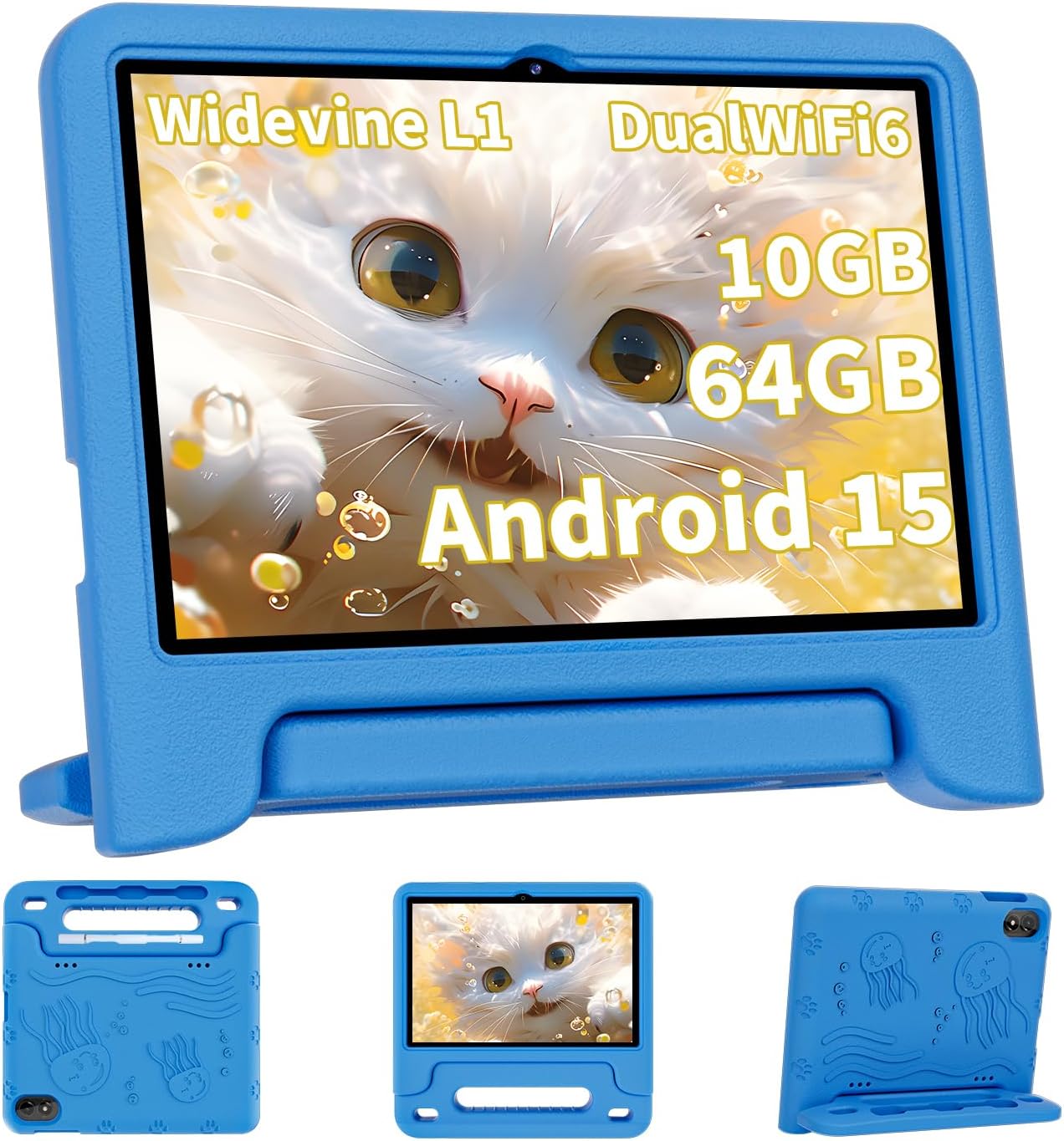 COLORROOM 2026 Upgraded Android 15 Tablet, 10inch Kids Tablet, Octa-core CPU, 10GB+64GB+1TB Expand Tablets for Kids with Kids Space, Parental Control, 6000mAh Big Battery,Touchscreen Tableta,Blue