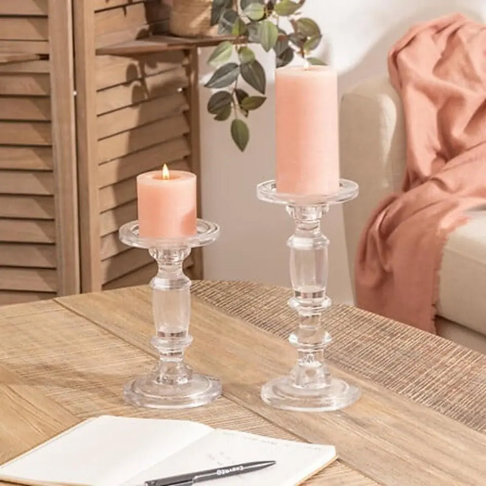 Atmosphera kaarsen kandelaar - stompkaarsen - glas - 24 cm