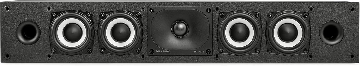 Polk Monitor XT35 Slim Center Channel Speaker - Hi-Res Audio Certified  Dolby Atmos & DTS:X Compatible  1 Terylene Tweeter & Four 3 Dynamically Balanced Woofers  Wall-Mountable  Midnight Black