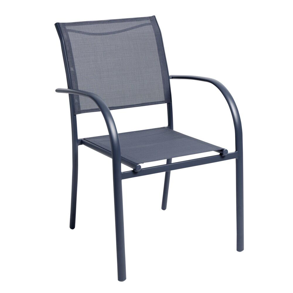 Fauteuil de jardin Oslow métal et textilène gris 63xH86x56cm