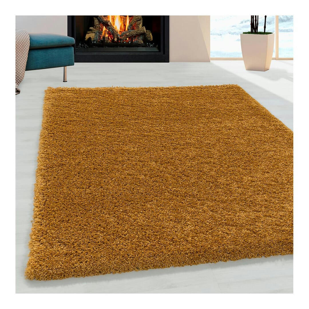 GADOL - Tapis uni design en polypropylène or 80x250