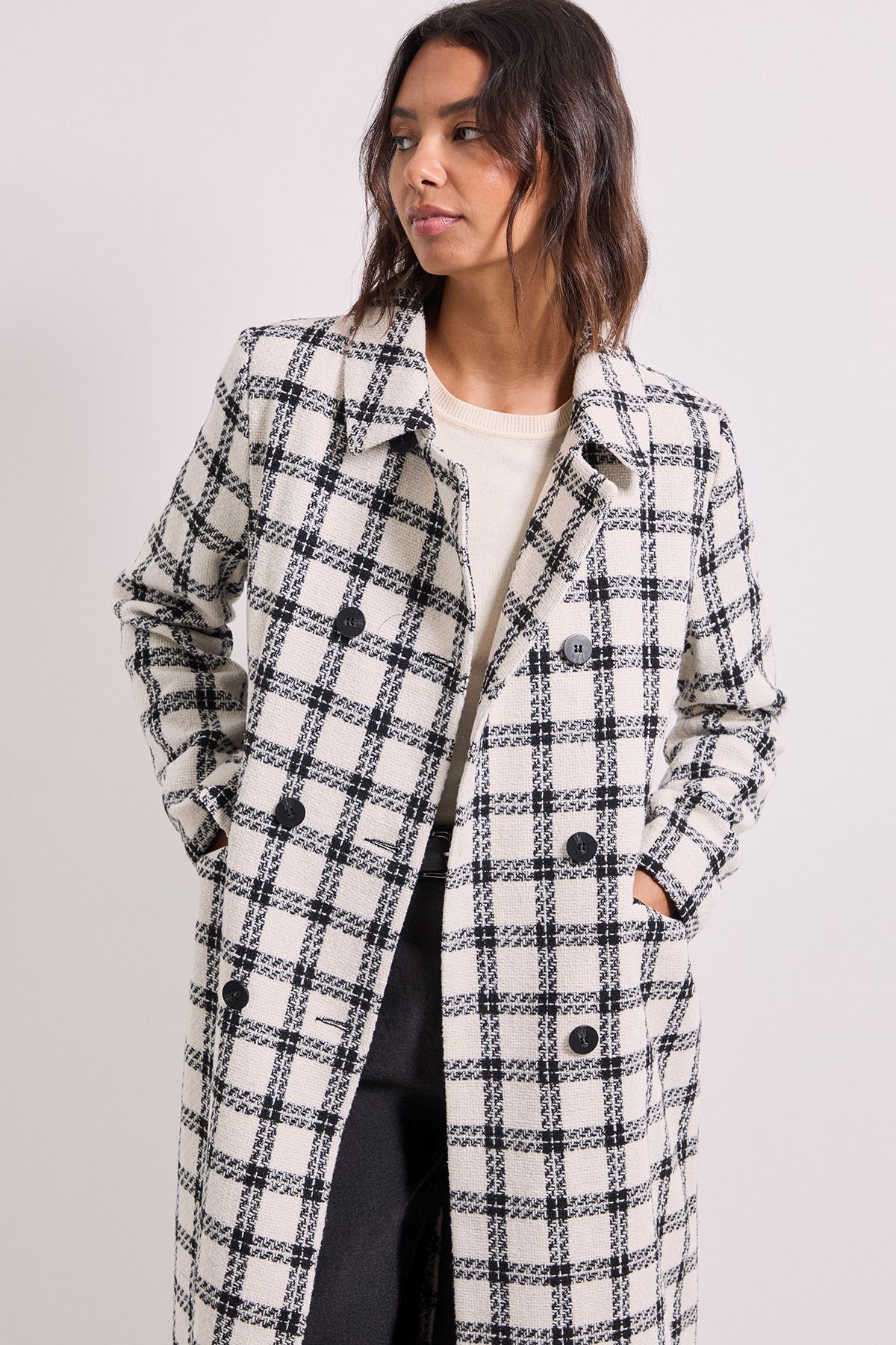 Dorothy Perkins Check Longline Coat