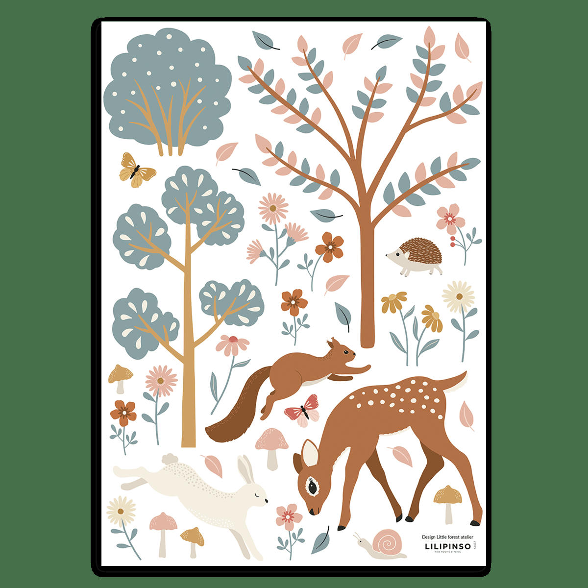 JÃ–RO - Stickers muraux forêt biche et animaux en vinyle mat multicolore