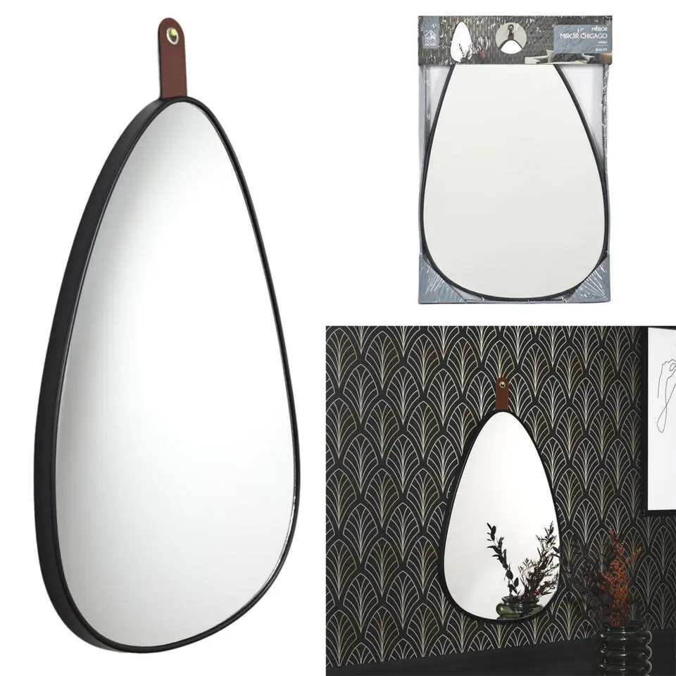 Home Deco Factory Spiegel - zwart - 60 x 40 cm - kunststof