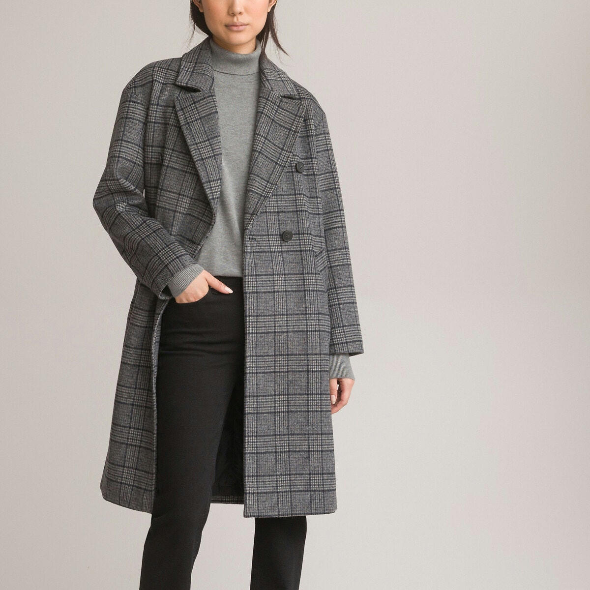 Manteau long à carreaux