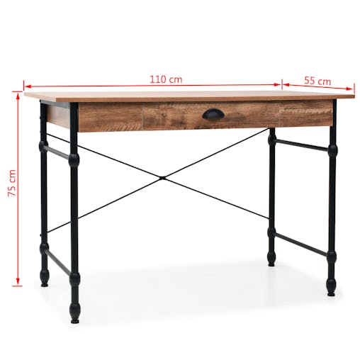 NNEVL Writing Desk with Drawer 110x55x75 cm Oak Colour