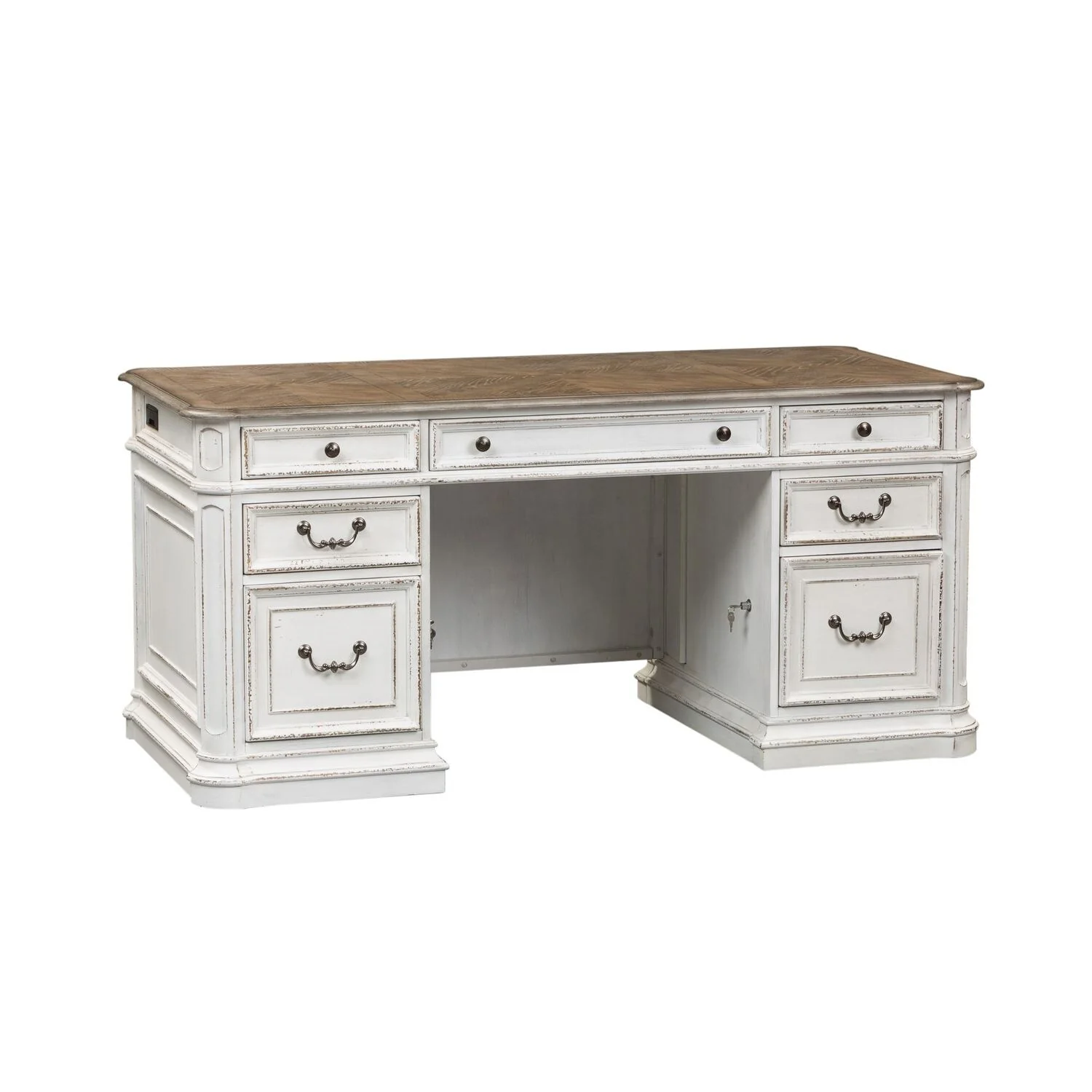 Magnolia Manor Antique White Weathered Bark Desk
