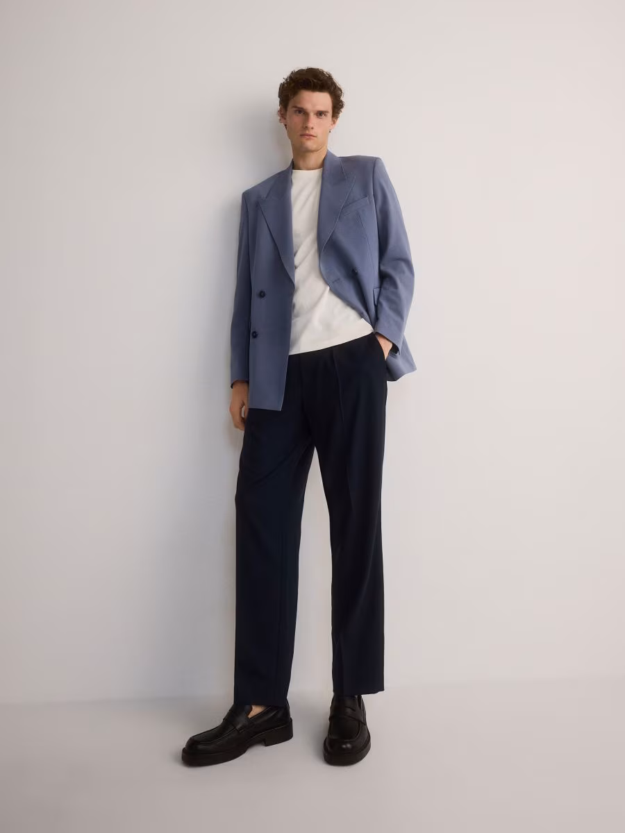 Wide Leg Trousers With Pressed Crease