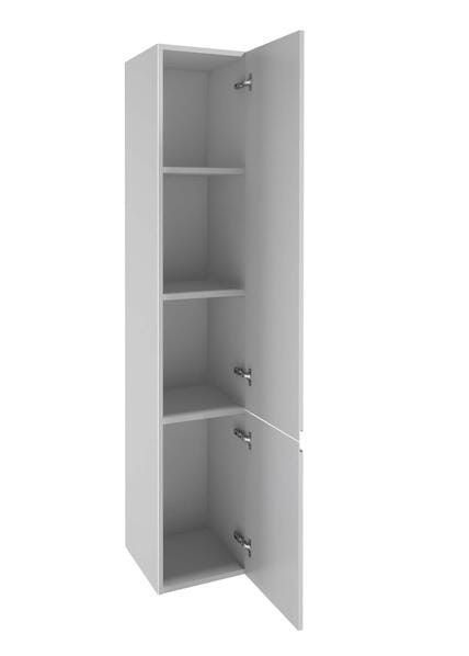 Słupek łazienkowy wiszący biały połysk 157cm, szafka 4 półki bez szuflad