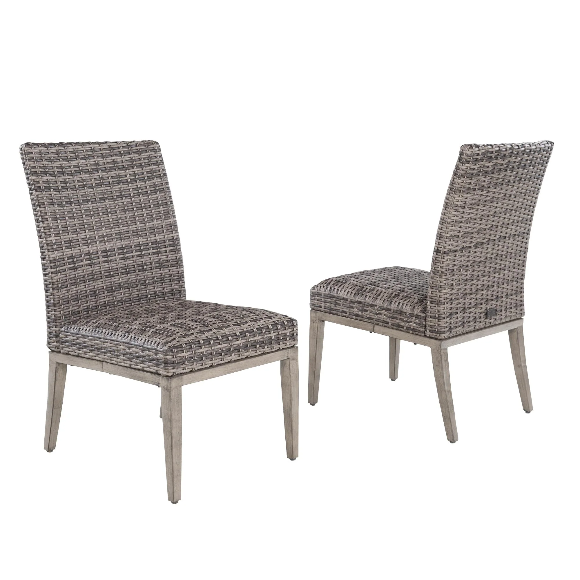 Patio Wicker Dining Chairs, Outdoor Woven Padded Chairs, All- Weather Outside Rattan Furniture