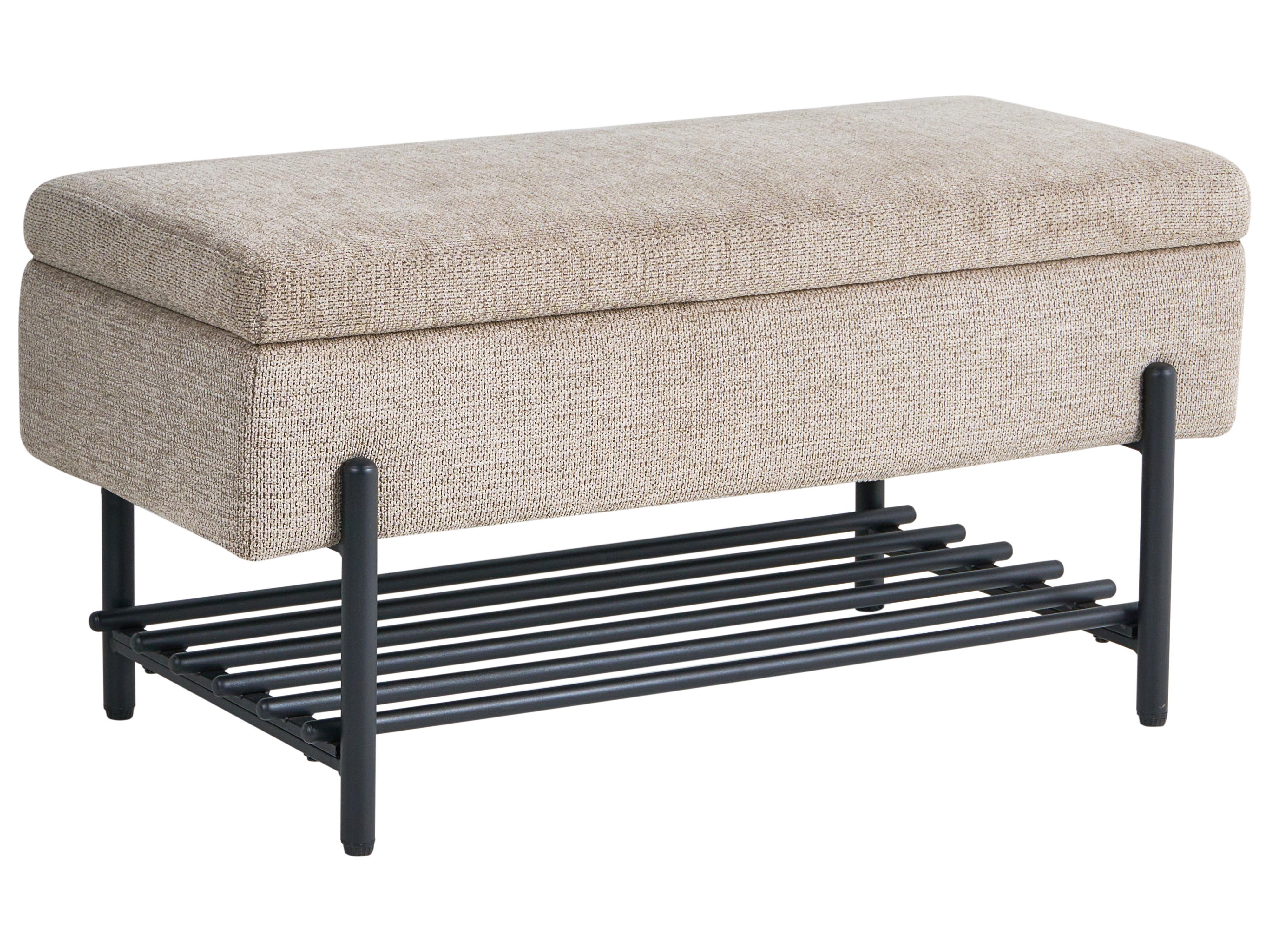Shoe Bench SOLVANG Fabric Taupe with Storage