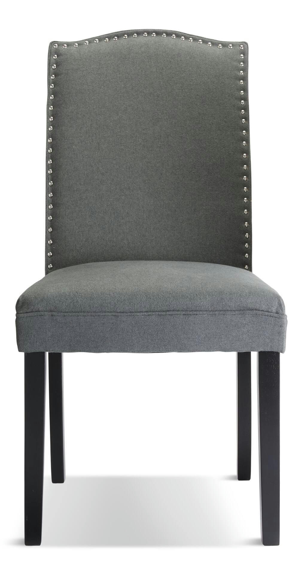 CANVAS Regent Nailhead Upholstered Dining Chairs w/ Solid Wood Legs (2-Piece Set), Grey