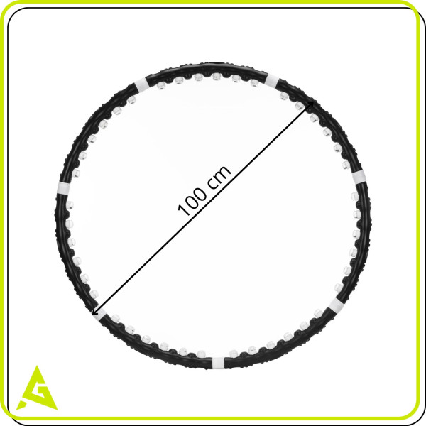 Hula hop fitness Actiget składane 92 cm z wypustkami masującymi, czarne