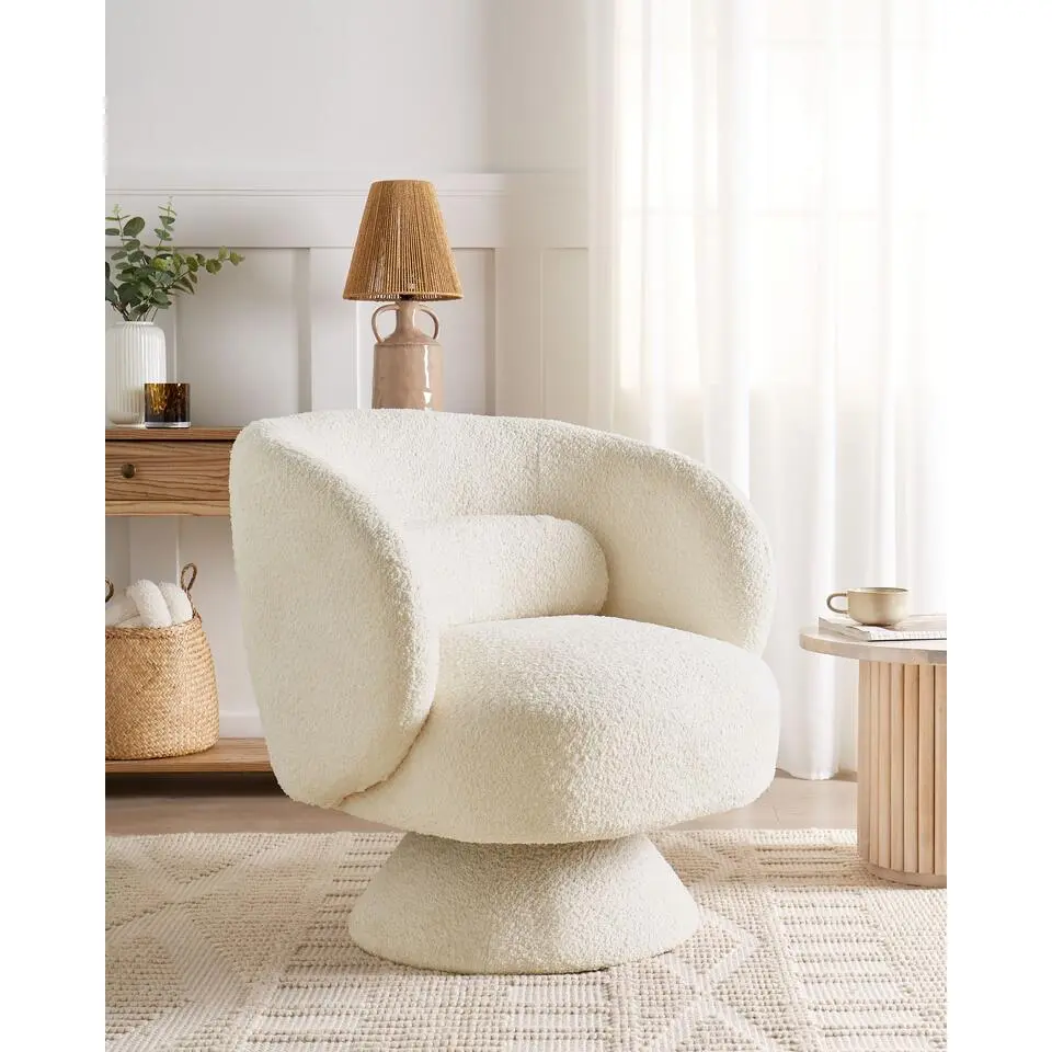 LIEKSA - Fauteuil - Gebroken wit - Boucl&eacute;