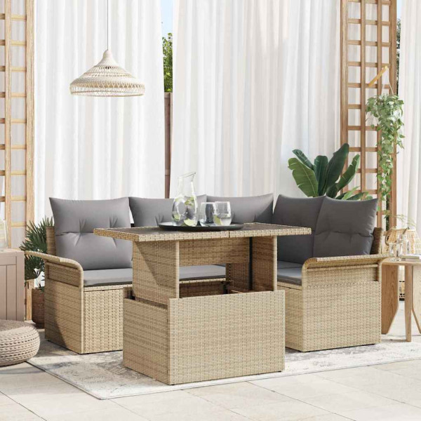 Zestaw Mebli Ogrodowych Wypoczynkowy Sofy Stolik Rattan Poduszki Na Balkon