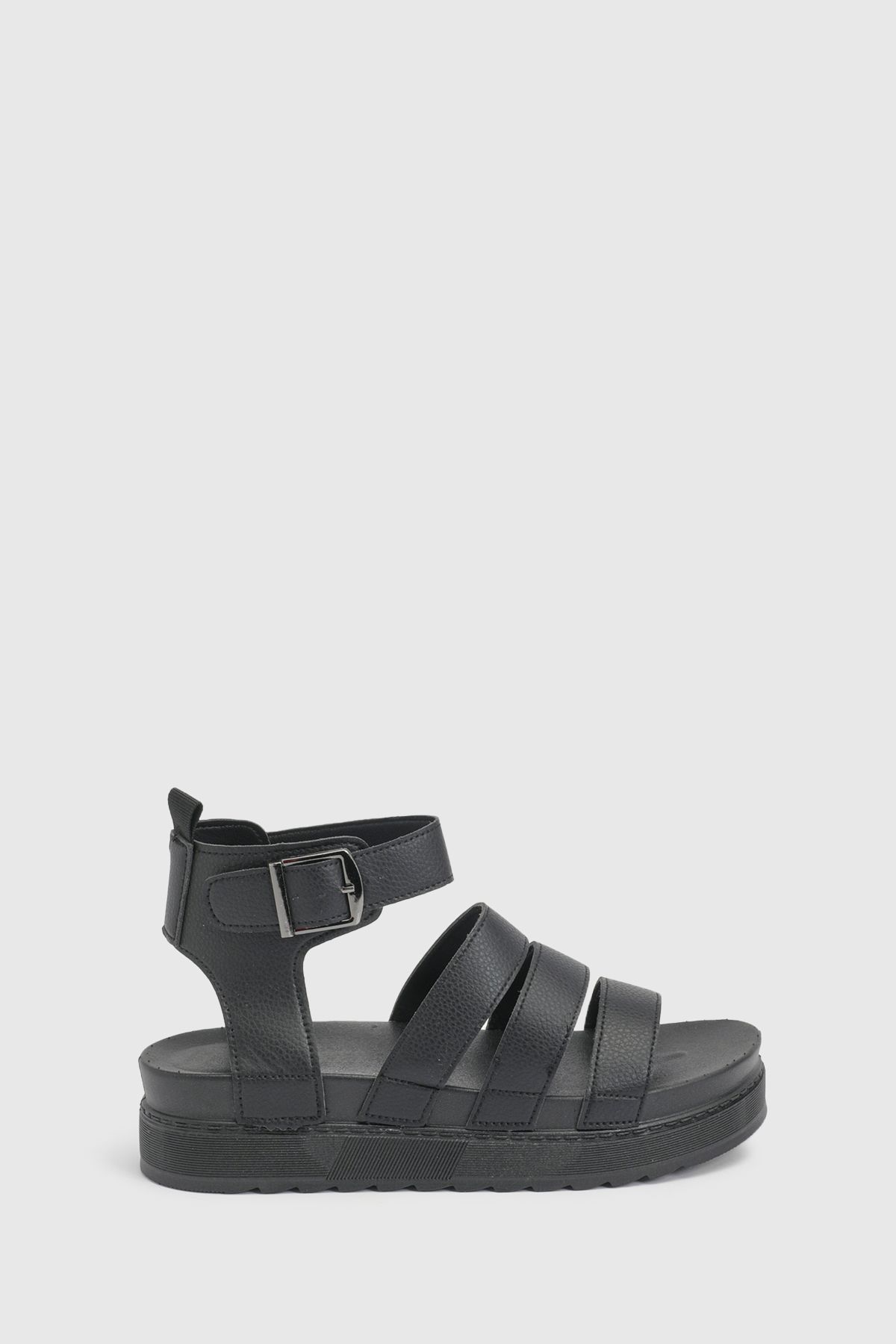Oasis Honour Faux Leather Multi Strap Footbed Chunky Wedge Sandals