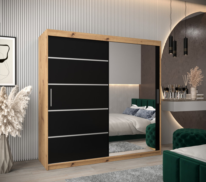 Szafa przesuwna Garderoba Verona 2 200 artisan   czarny