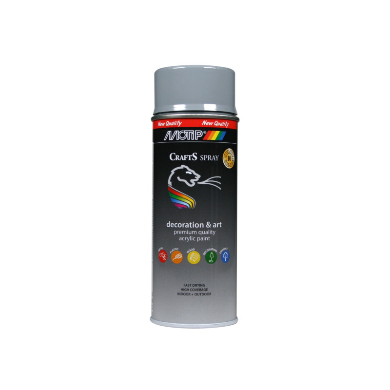 Peinture en spray Crafts gris argent brillante 0,4 L MOTIP