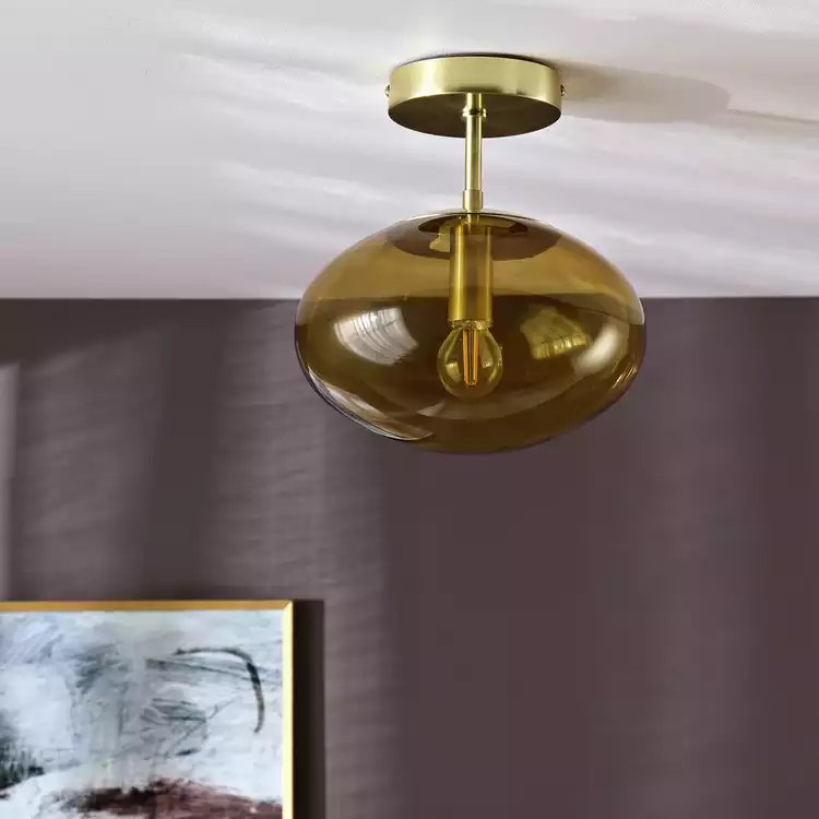 Habitat Honey Glass Pendant Light - Brown