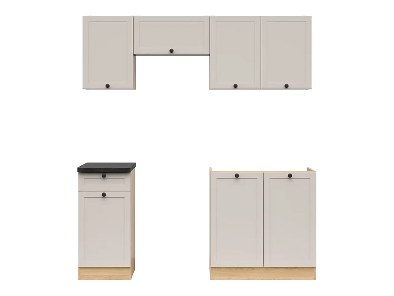 Komplet kuchenny Junona Line 180 cm dąb bernstein/uni kaszmir z blatem