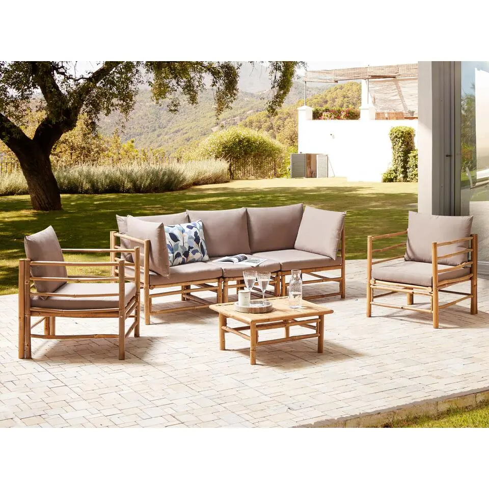 CERRETO - Loungeset 5-zits - Taupe - Bamboe