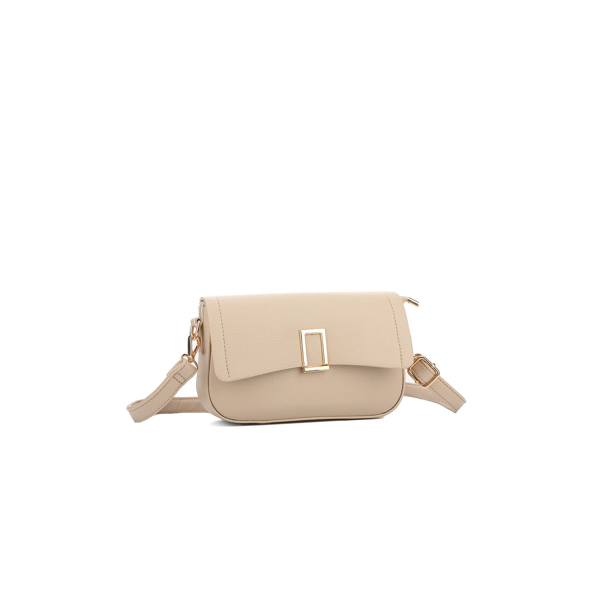 JFY Rectangular Gold-Toned Buckle Cross Body Bag