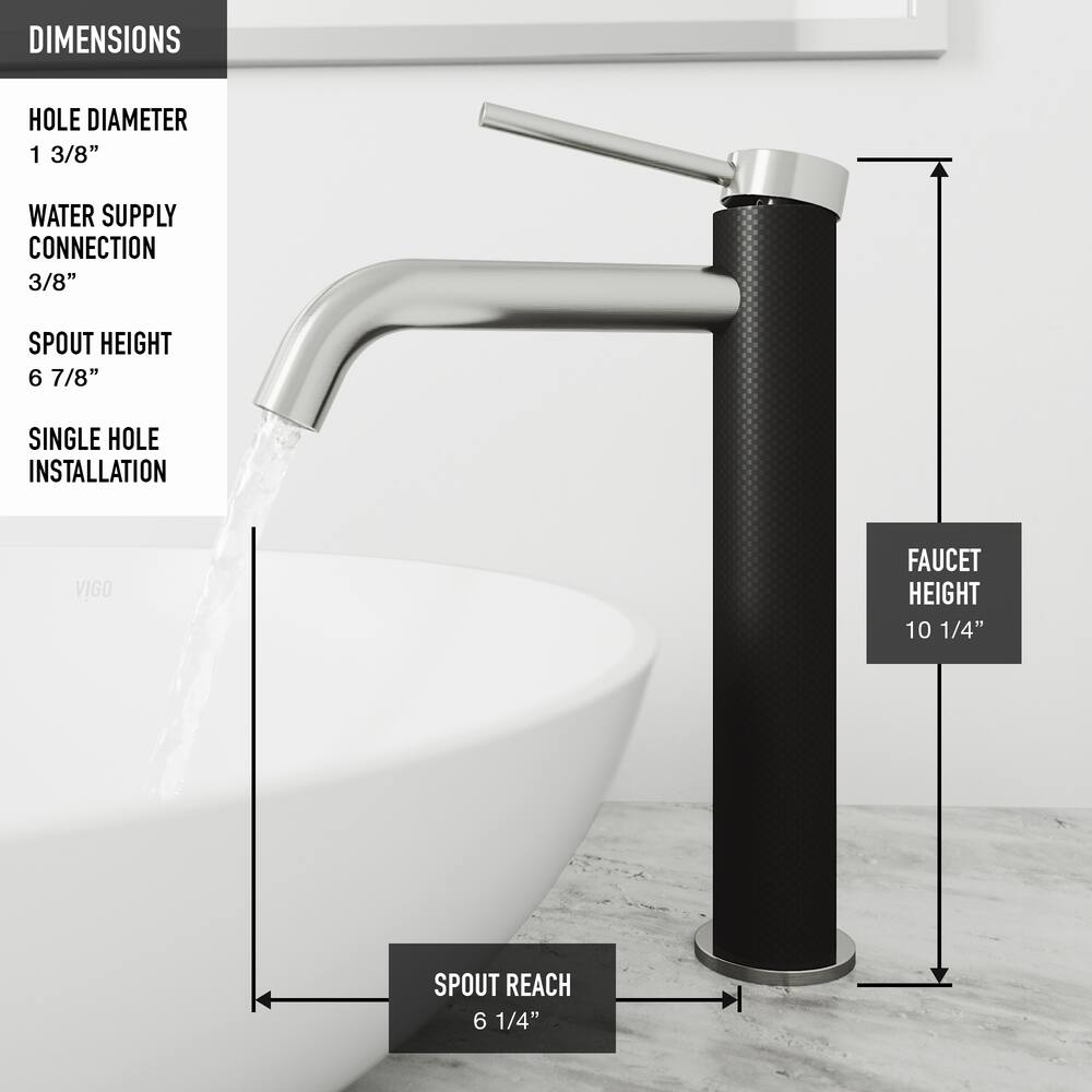 VIGO Lexington Single Handle Vessel Sink Bathroom Faucet with cFiber© Body, Brushed Nickel