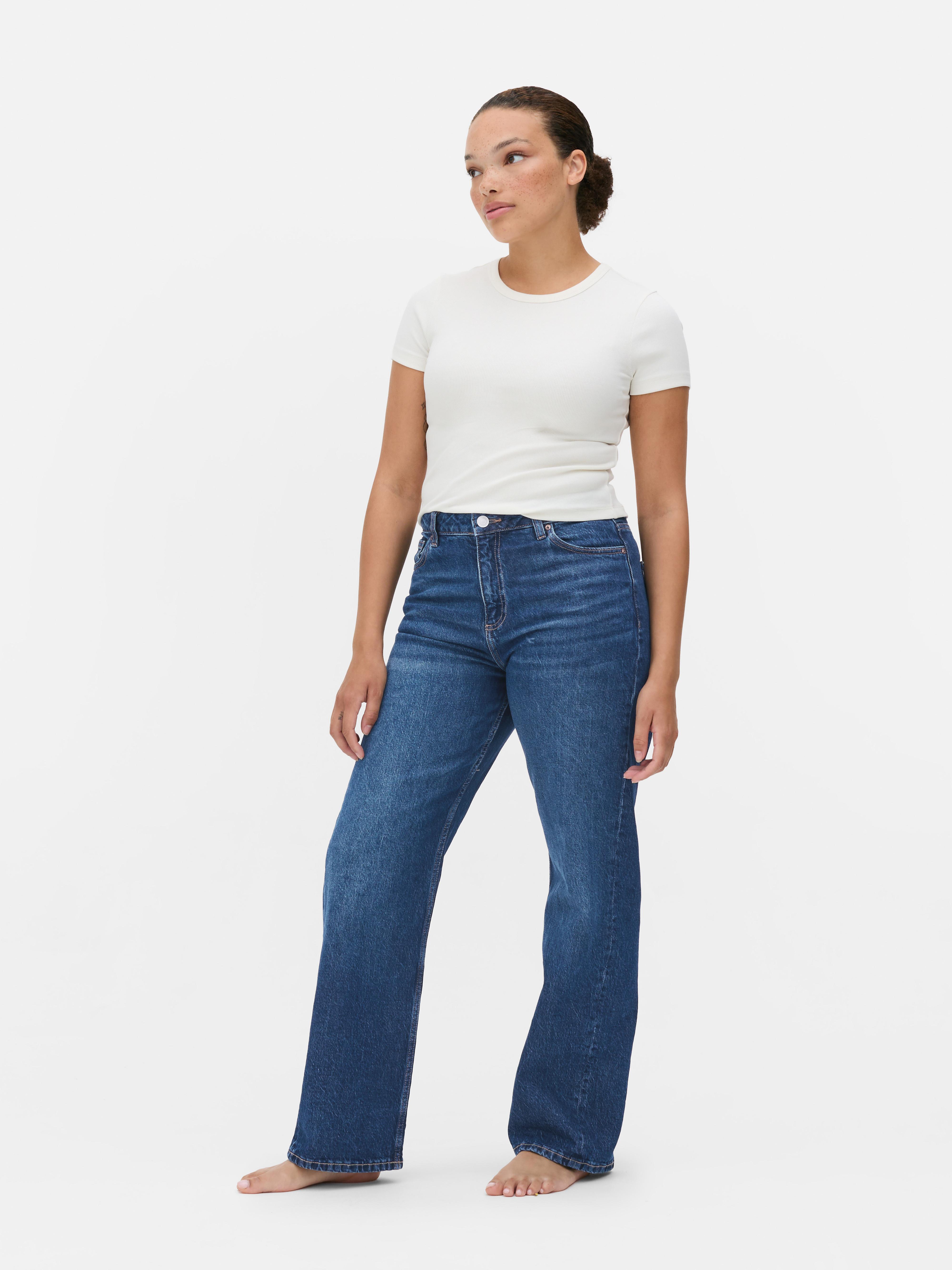 High-Waisted Straight-Leg Jeans