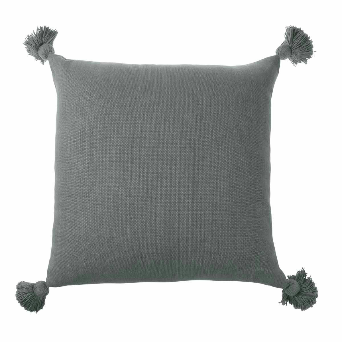 LALY - Housse de coussin gris bleu en coton 50 x 50 cm