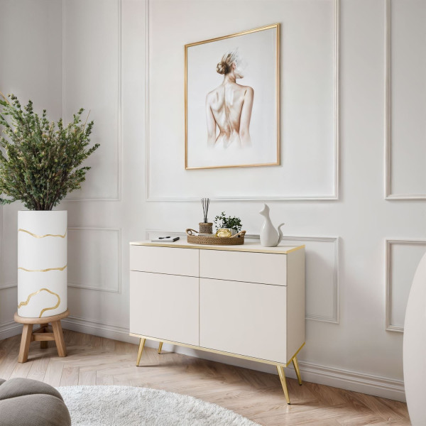 Komoda dwudrzwiowa OXFORD KSZ107 z szufladami, beżowy