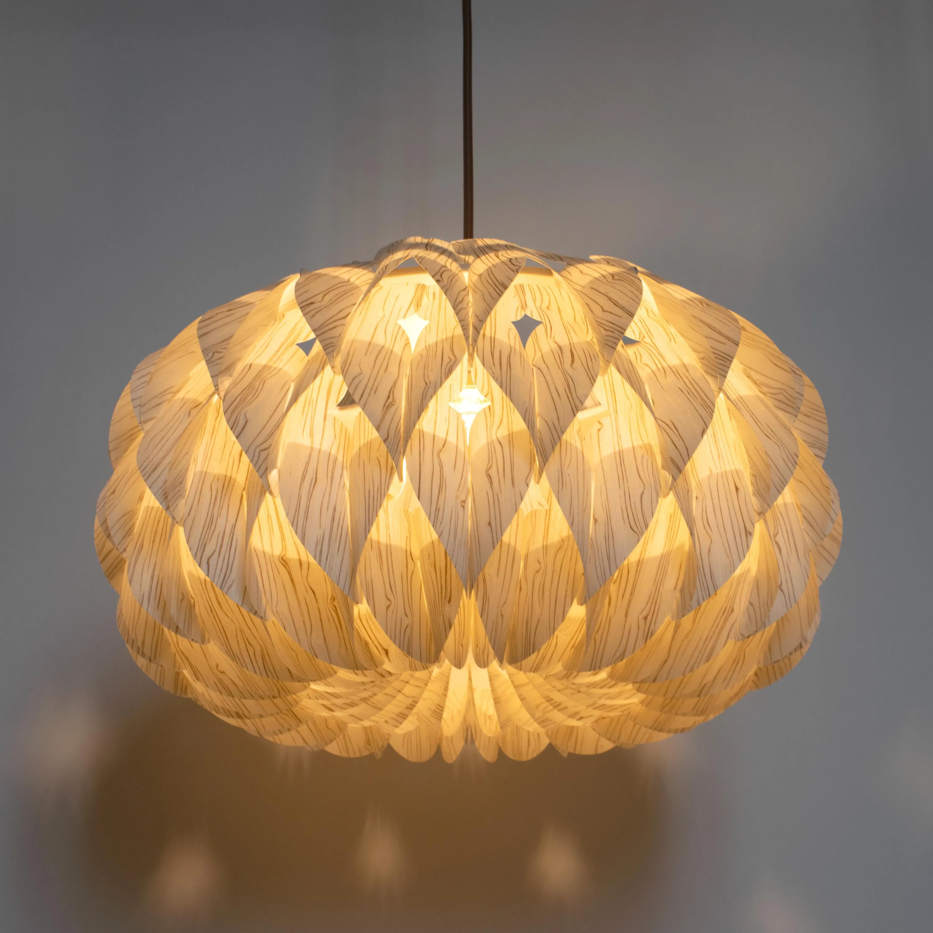 Chandelier Lighting-Bloom Pendant Light -White Ice Tree Wood Veneer-Ceiling Light-Table Lampshade-Floor Lampshade