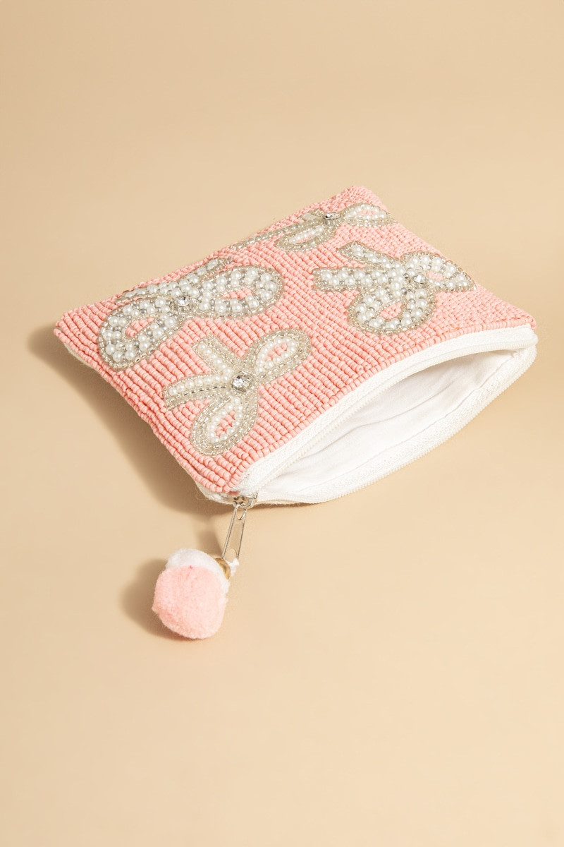 Maryann Pearl Bow Beaded Pouch