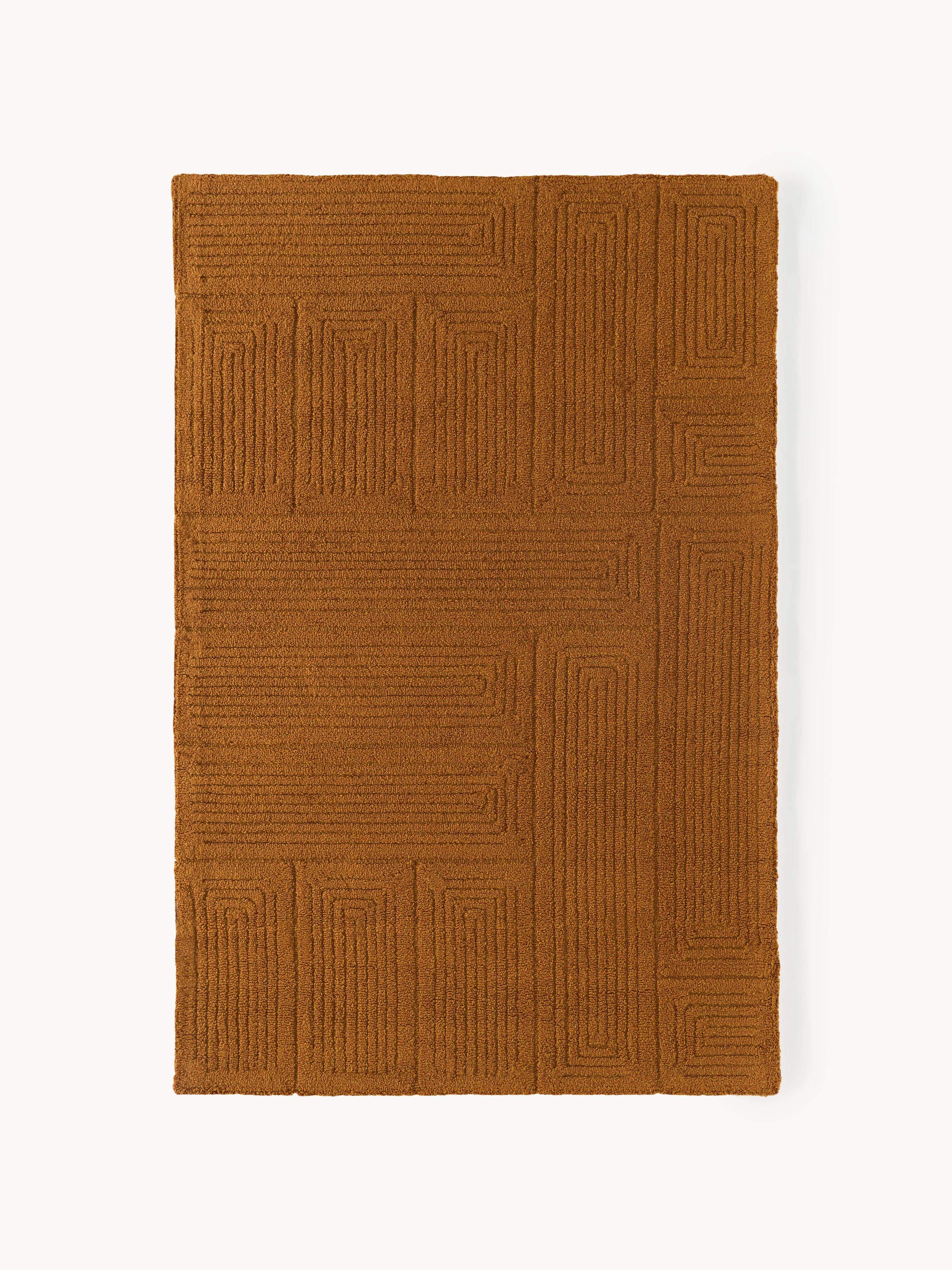 Handgefertigter Wolltepich Alexia mit geometrischem Muster