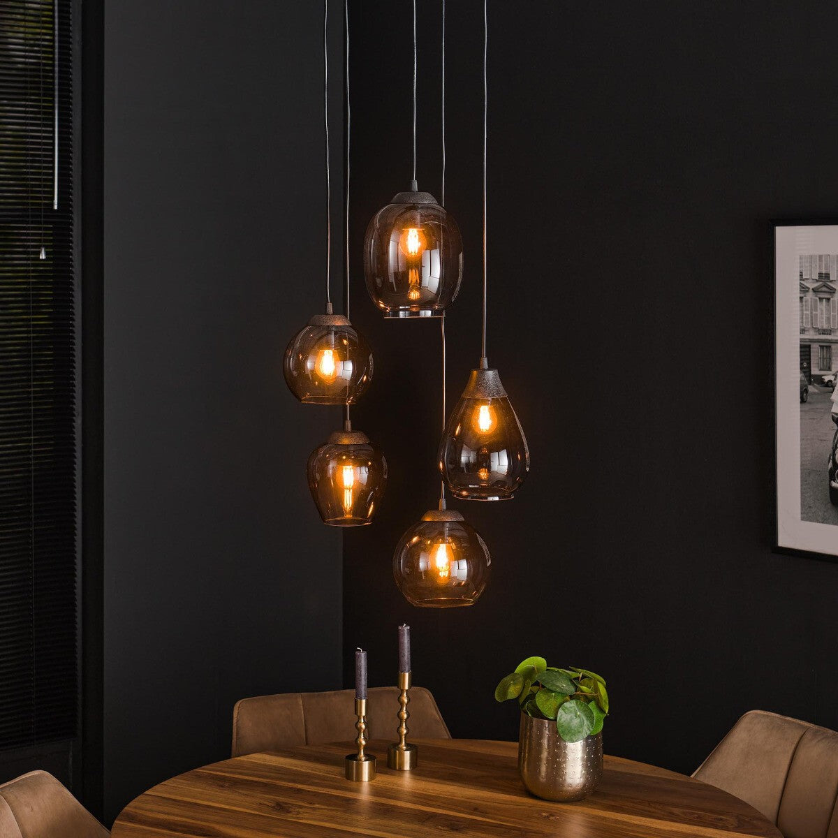 Fraaai - Elouise hanglamp 5L getrapt mix chrome glas