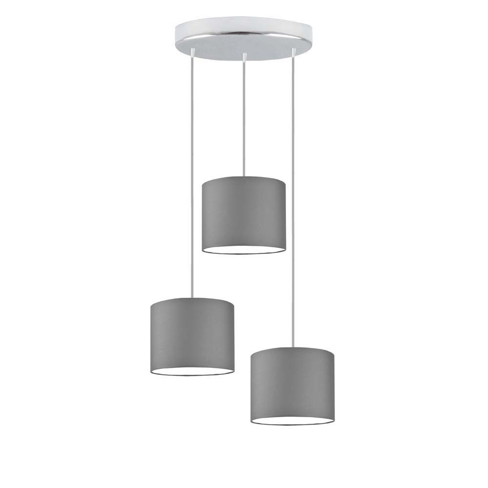 Lampa wisząca 3xE27 PUEBLO Chrom/ Szary Stalowy
