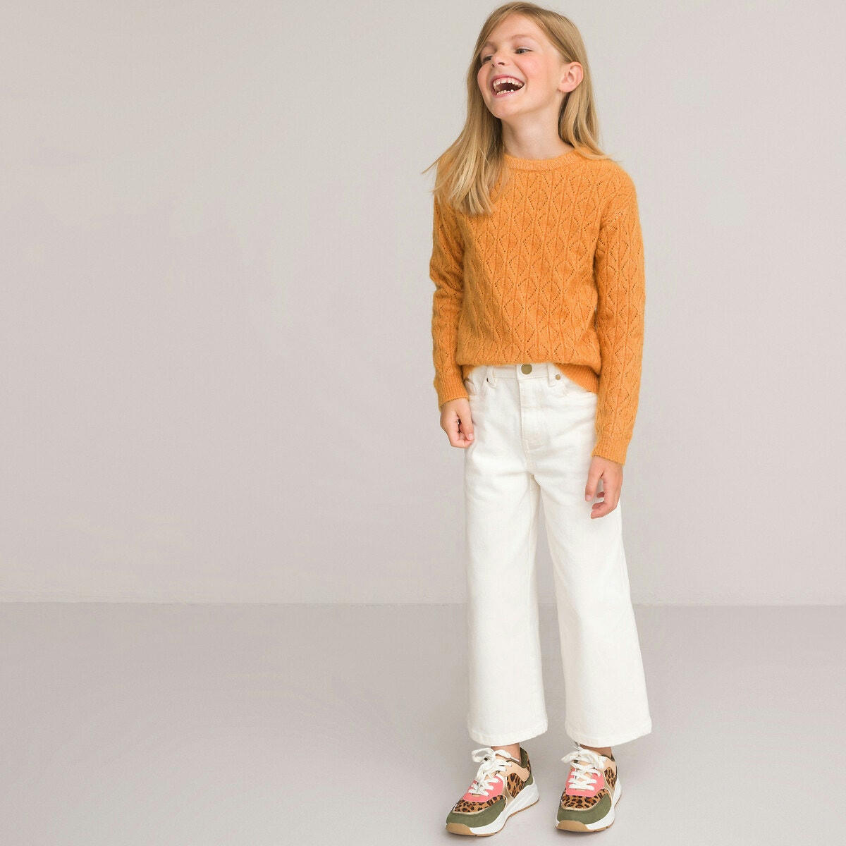 Pull col rond en maille pointelle