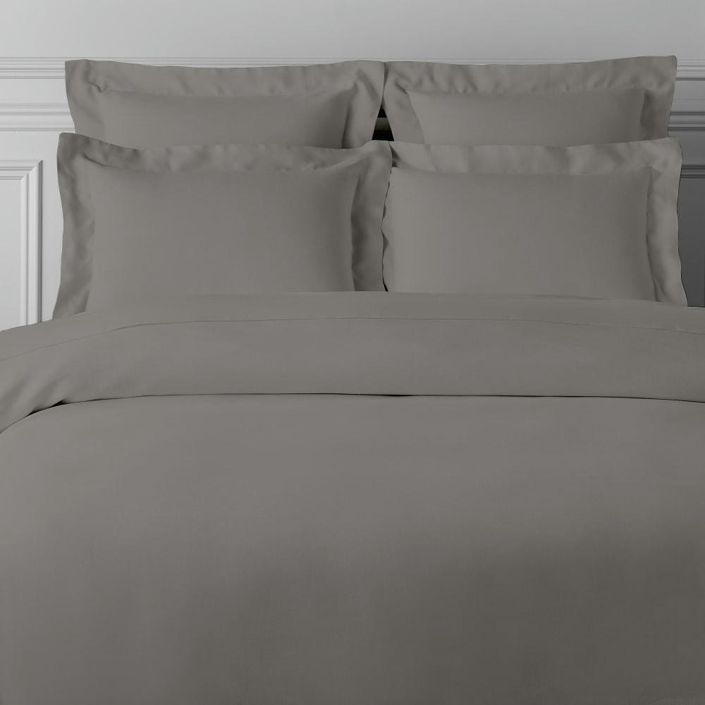 GAMME UNIS SATIN - Parure de lit 3 pcs en satin de coton 260x240 cm+ 2 TO 63x63 cm gris