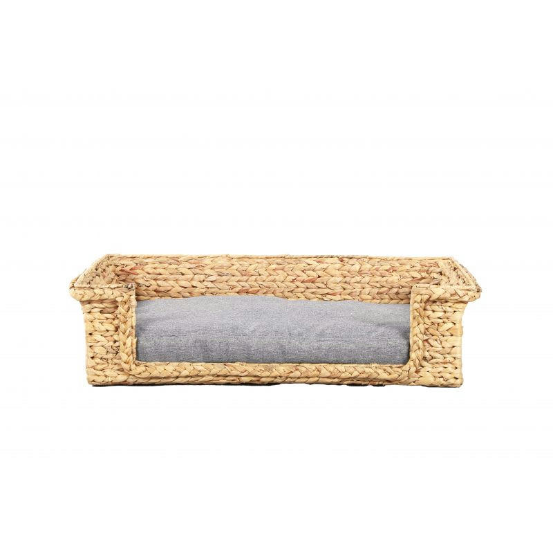 GAIA - Panier rectangulaire pour chien et chat en jacinthe d'eau coloris gris