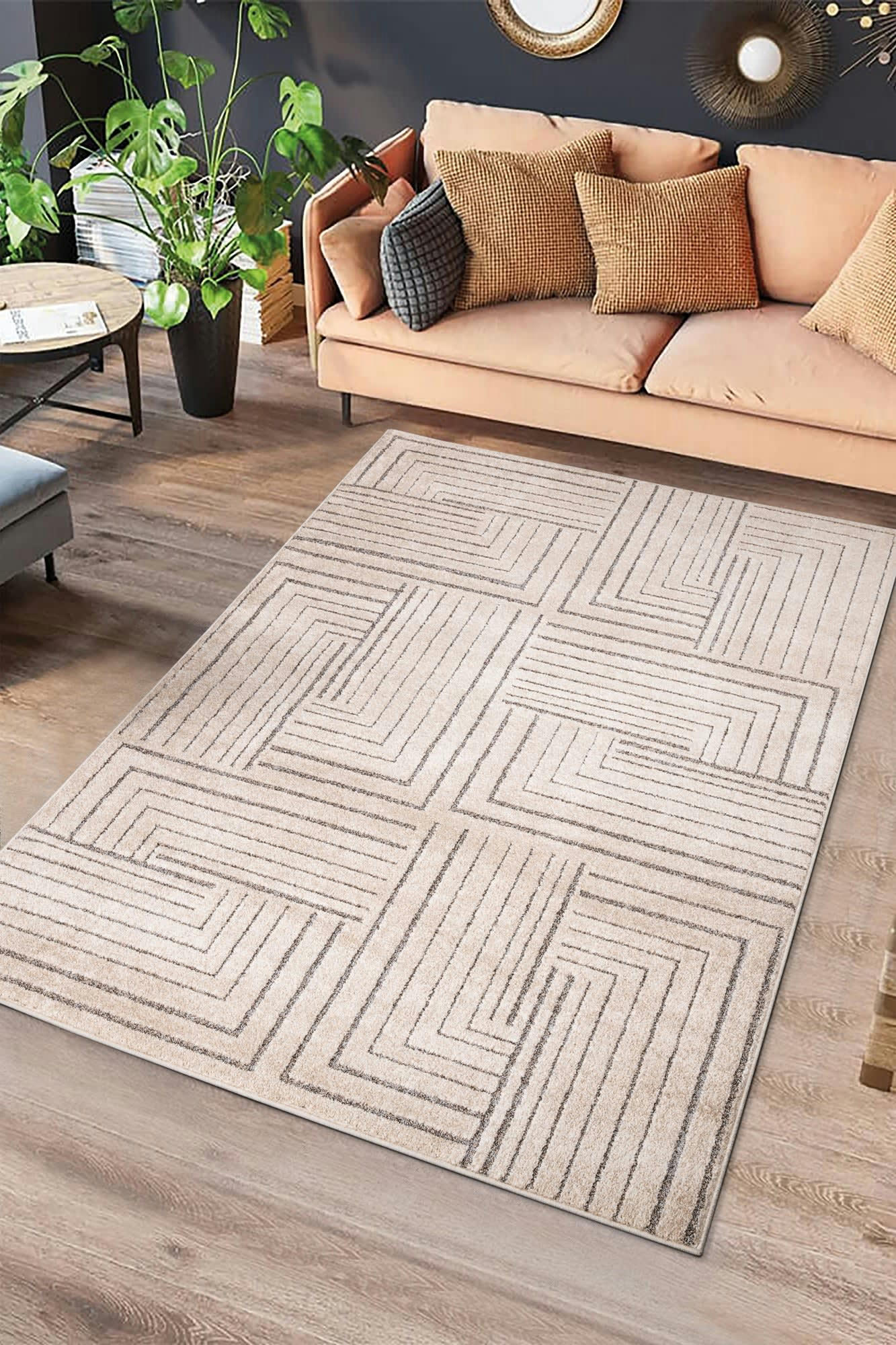 PAULA - Tapis vintage gaufré beige, 80X150 cm