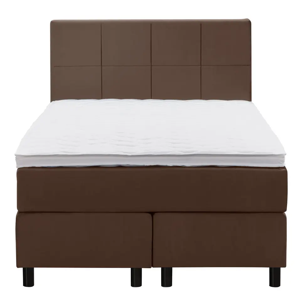 Boxspring Liv geblokt - bruin - 120x200 cm - ronde poot