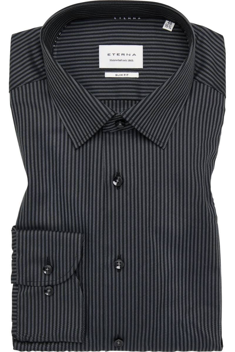 ETERNA Slim Fit Hemd anthrazit, Gestreift