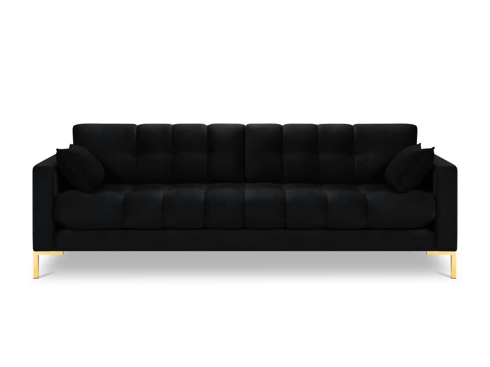 MAMAIA - Canapé 4 places en tissu velours noir